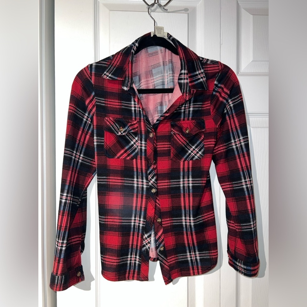 Passport Red and Black Plaid Button-Front Tank Top